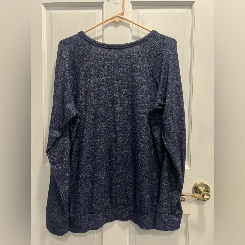 BUFFALO David Bitton Heathered Blue Scoop Neck Sweater SIZE LARGE Pre Loved - Picture 7 of 7
